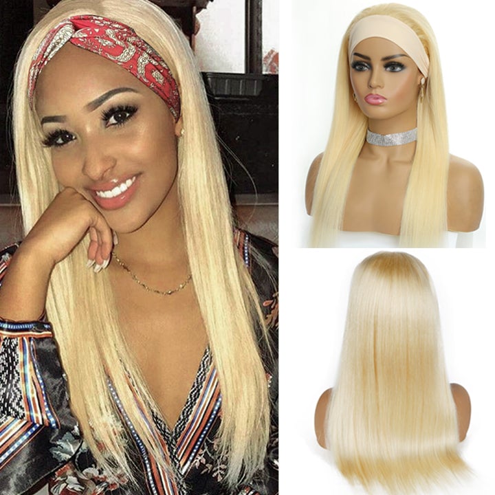 613 Blonde Hair 100% Human Hair Headband Wig