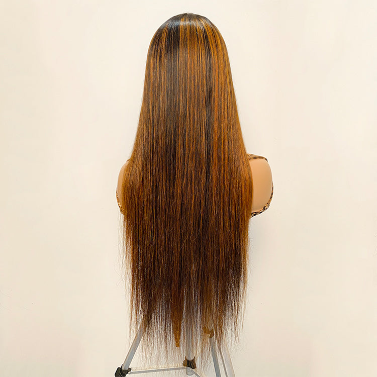 Straight Hair Highlight 1b/30 Lace Frontal Wigs Human Hair