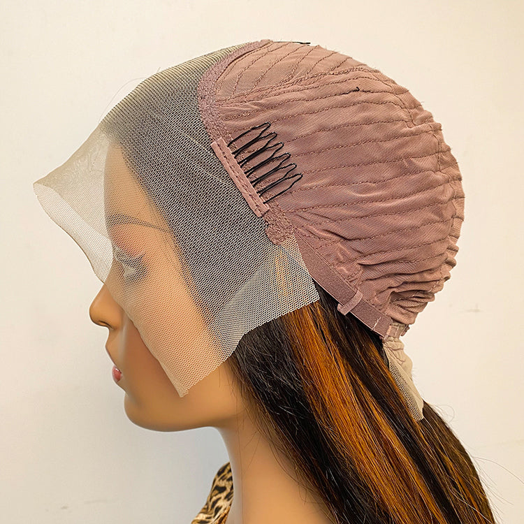 Straight Hair Highlight 1b/30 Lace Frontal Wigs Human Hair