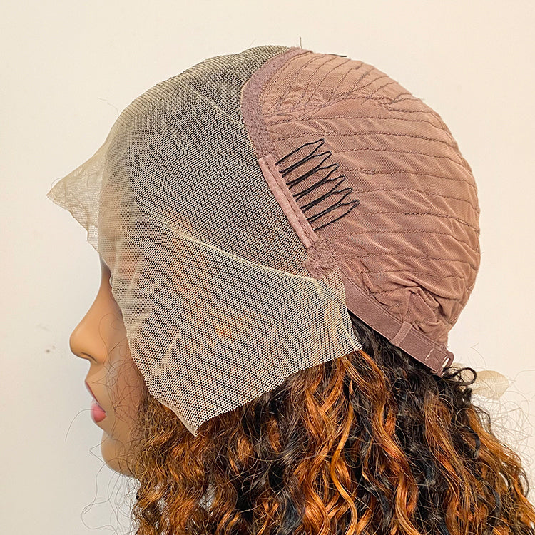 Curly Hair Highlight 1b/30 Lace Frontal Wigs Human Hair