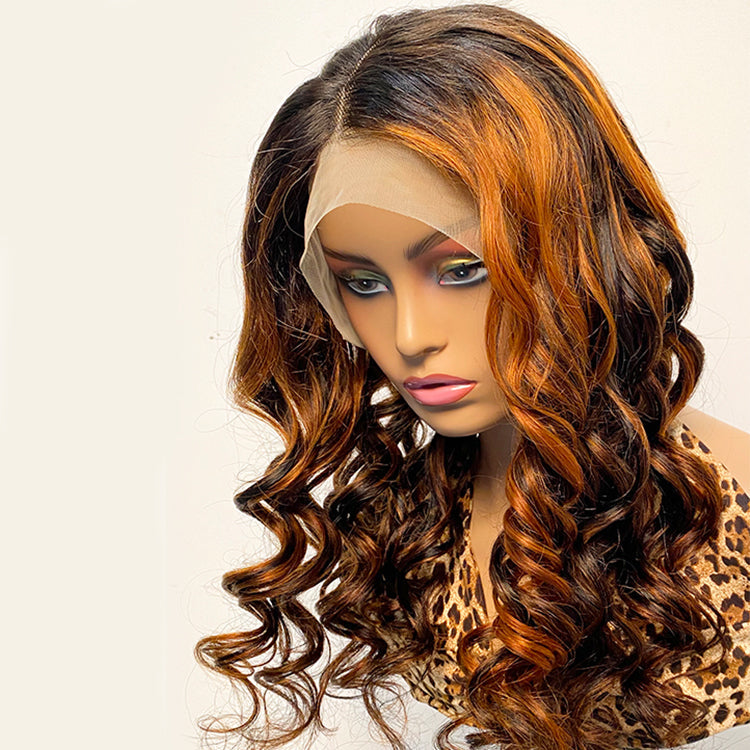 Loose Wave Highlight 1b/30 Lace Frontal Wigs Human Hair