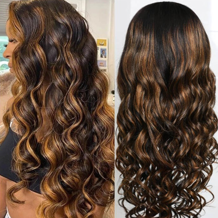 Loose Wave Highlight 1b/30 Lace Frontal Wigs Human Hair